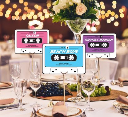 Cassette table signs white